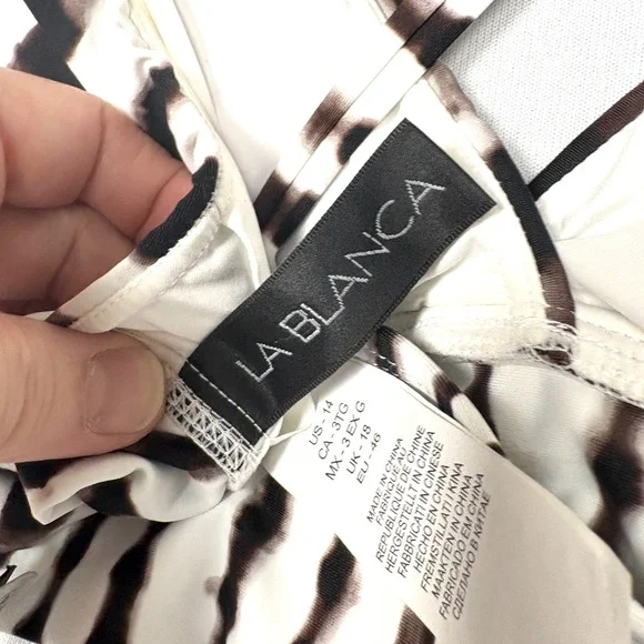 LA BLANCA | Tie Dye Longline V-Neck Brown & White Embellished Bikini Top‎ - Picture 9 of 14